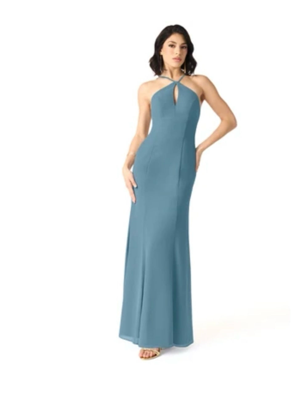 Halter Neck Teal Bridesmaids Dress